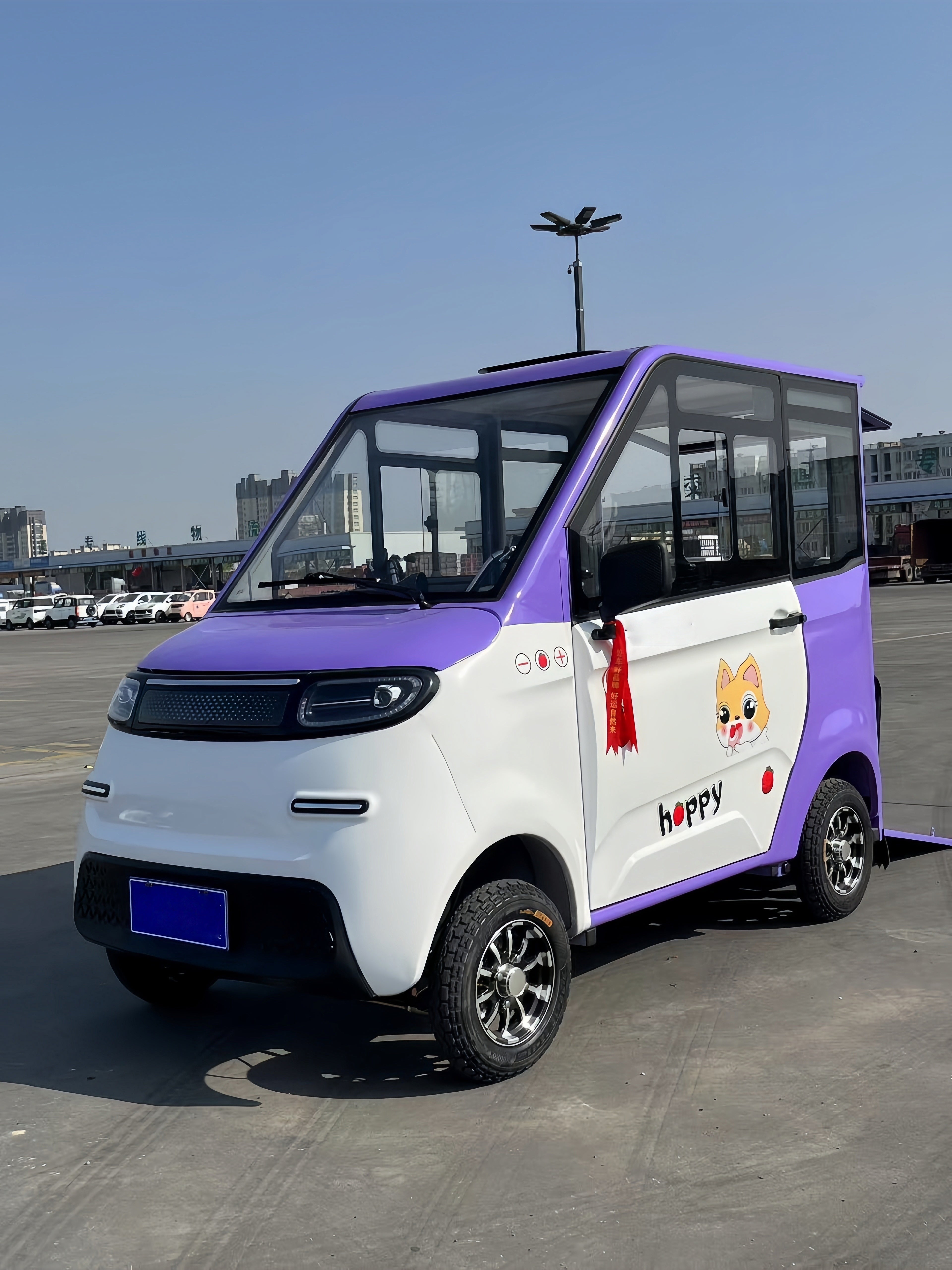 Closed electric four-wheeled vehicle for the disabled