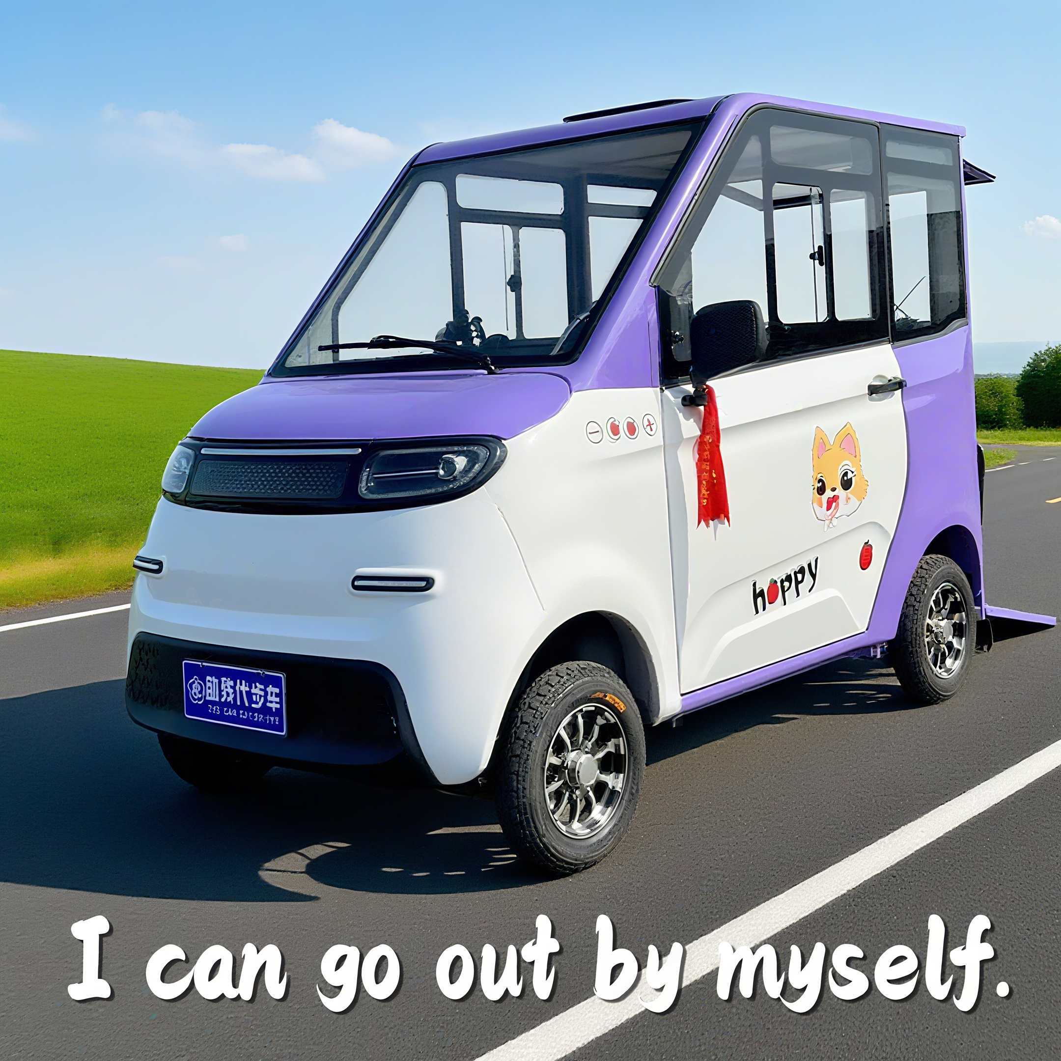 Closed electric four-wheeled vehicle for the disabled