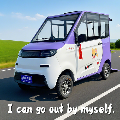 Closed electric four-wheeled vehicle for the disabled